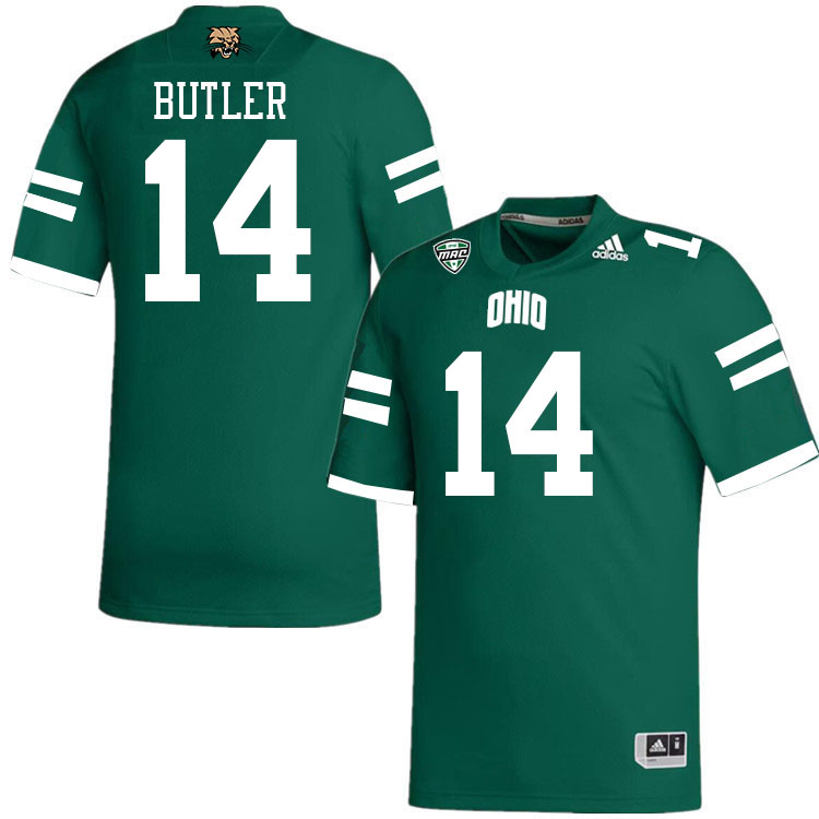 Ohio Bobcats #14 Bryce Butler College Football Jerseys Stitched-Green